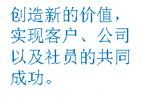 创造新的价值，实现客户，公司以及社员的共同成功。